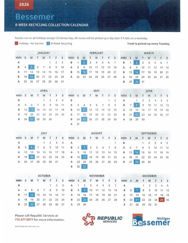 2026 Recycling Calendar